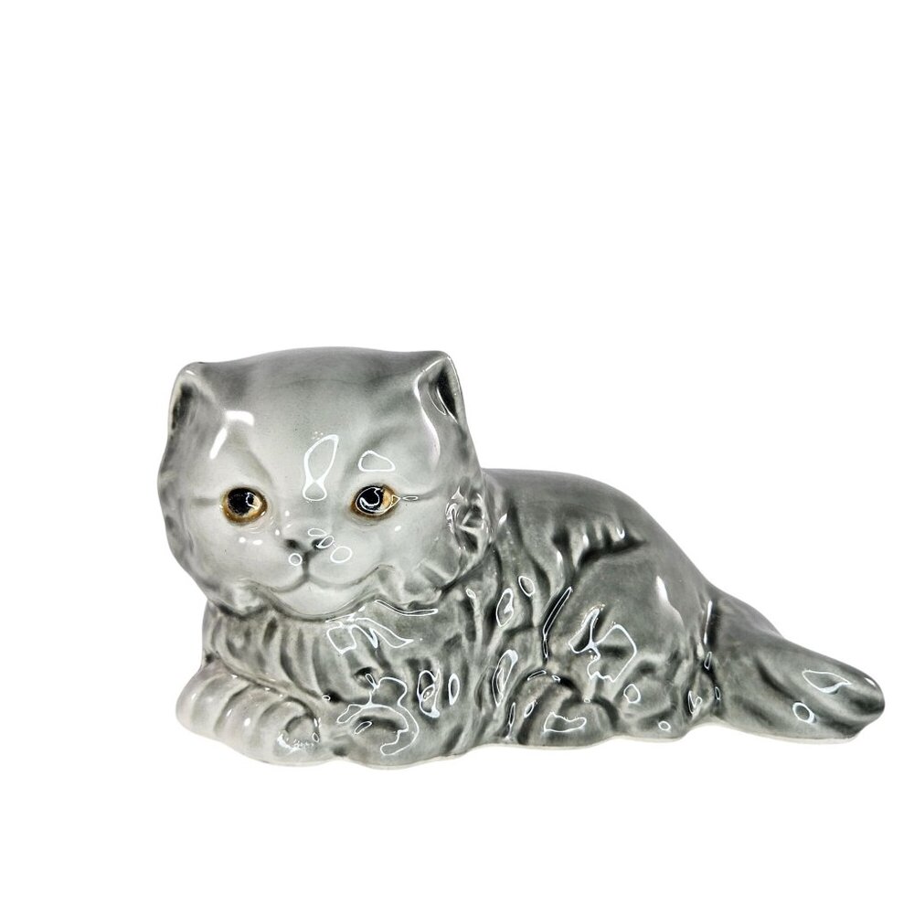 Vintage Goebel Grey Persian Kitten Cat Figurine 3" Long W. Germany 31116